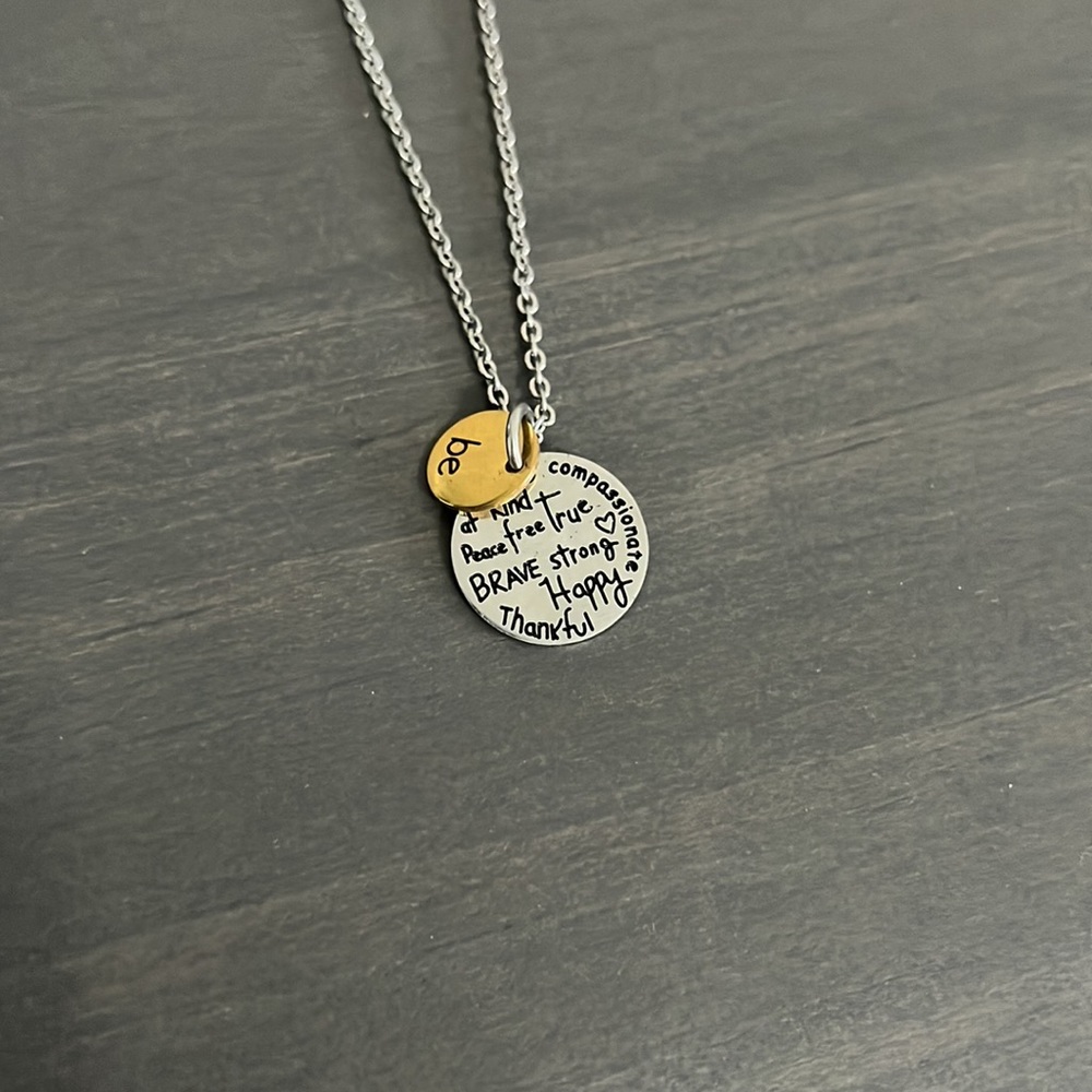 Stainless Steel Be Kind, Brave Happy, Thankful Necklace - Picture 4 of 6